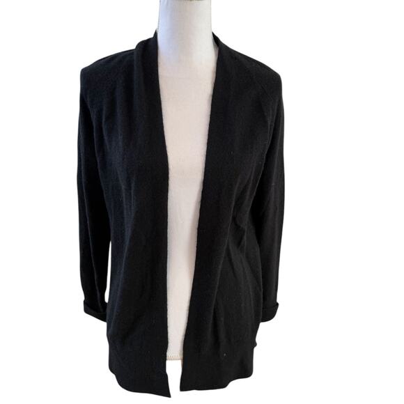 White and Warren Cashmere Open Front Cardigan Sweater Black XS - Picture 1 of 7